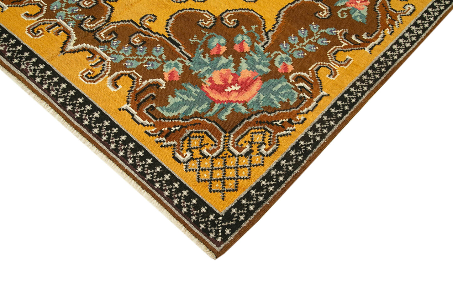 6x9 Brown Vintage Moldovan Kilim Rug - 23401