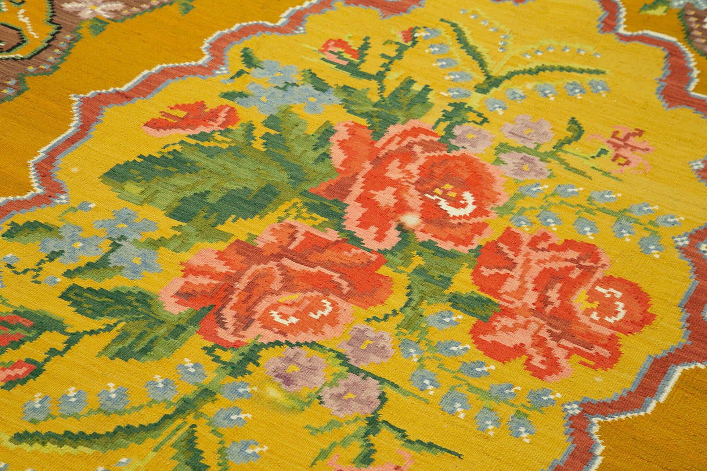 7x10 Brown Vintage Moldovan Kilim Rug - 23414