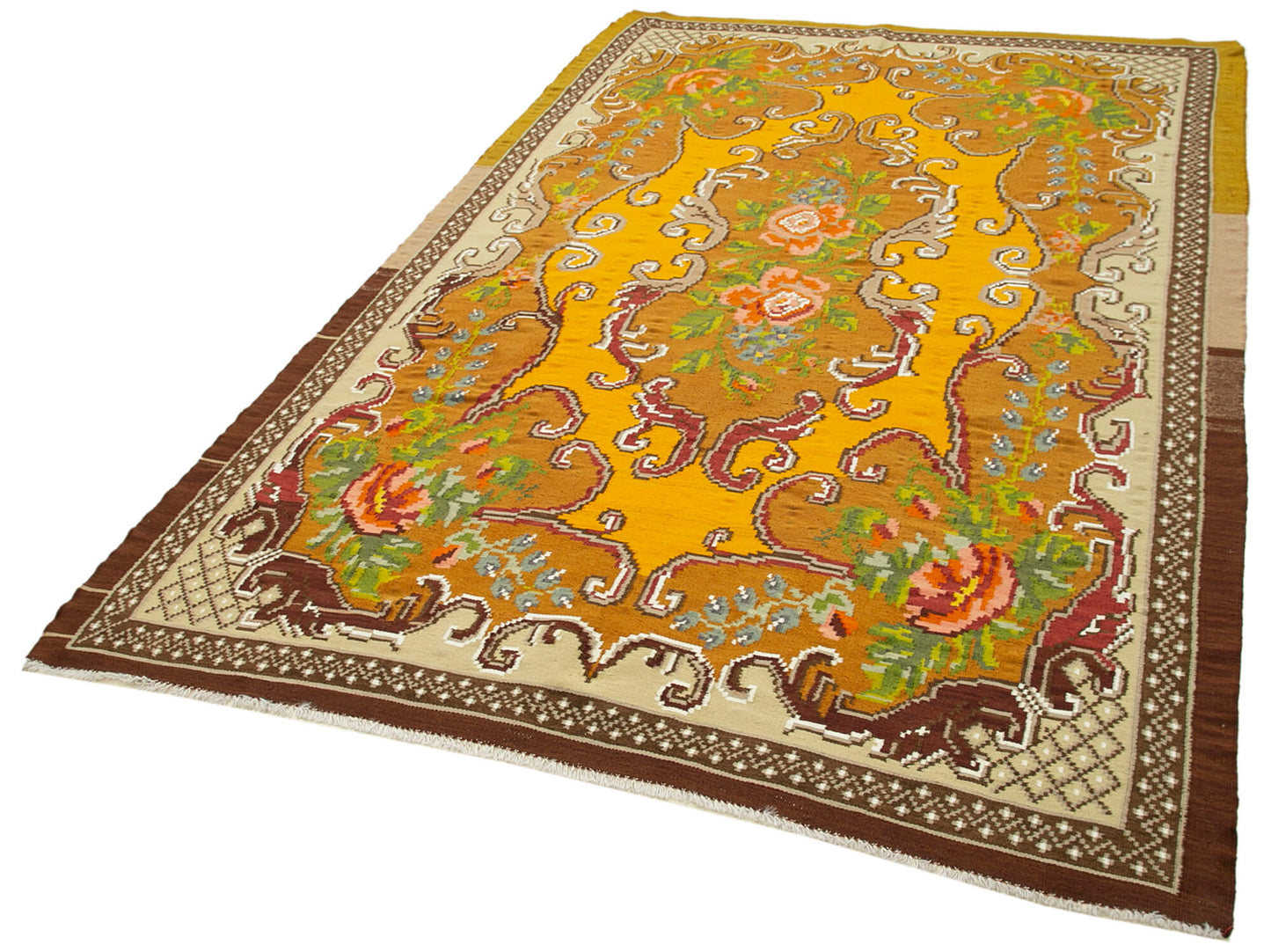 6x9 Brown Vintage Moldovan Kilim Rug - 23424