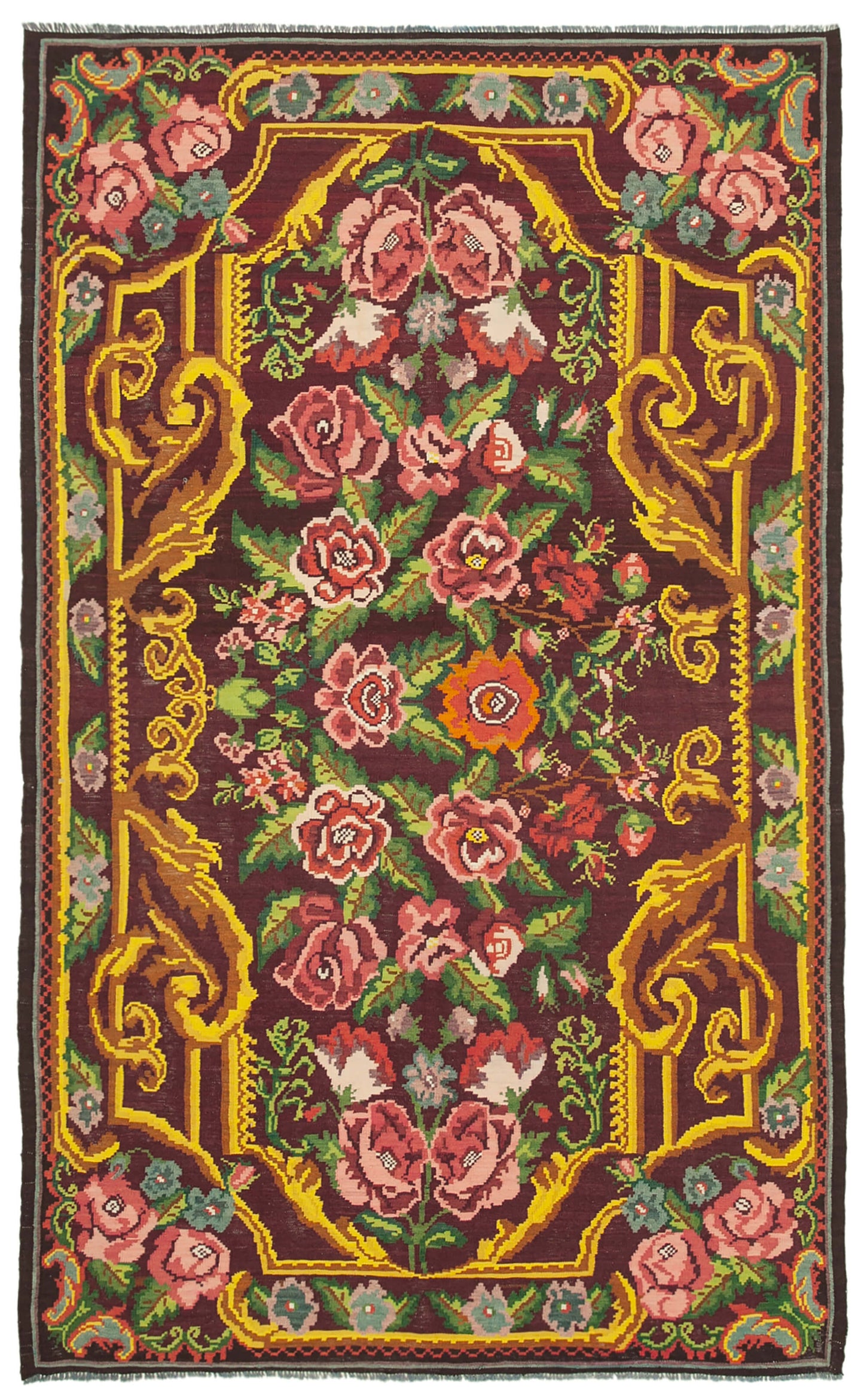 7x10 Black Vintage Moldovan Kilim Rug - 23442