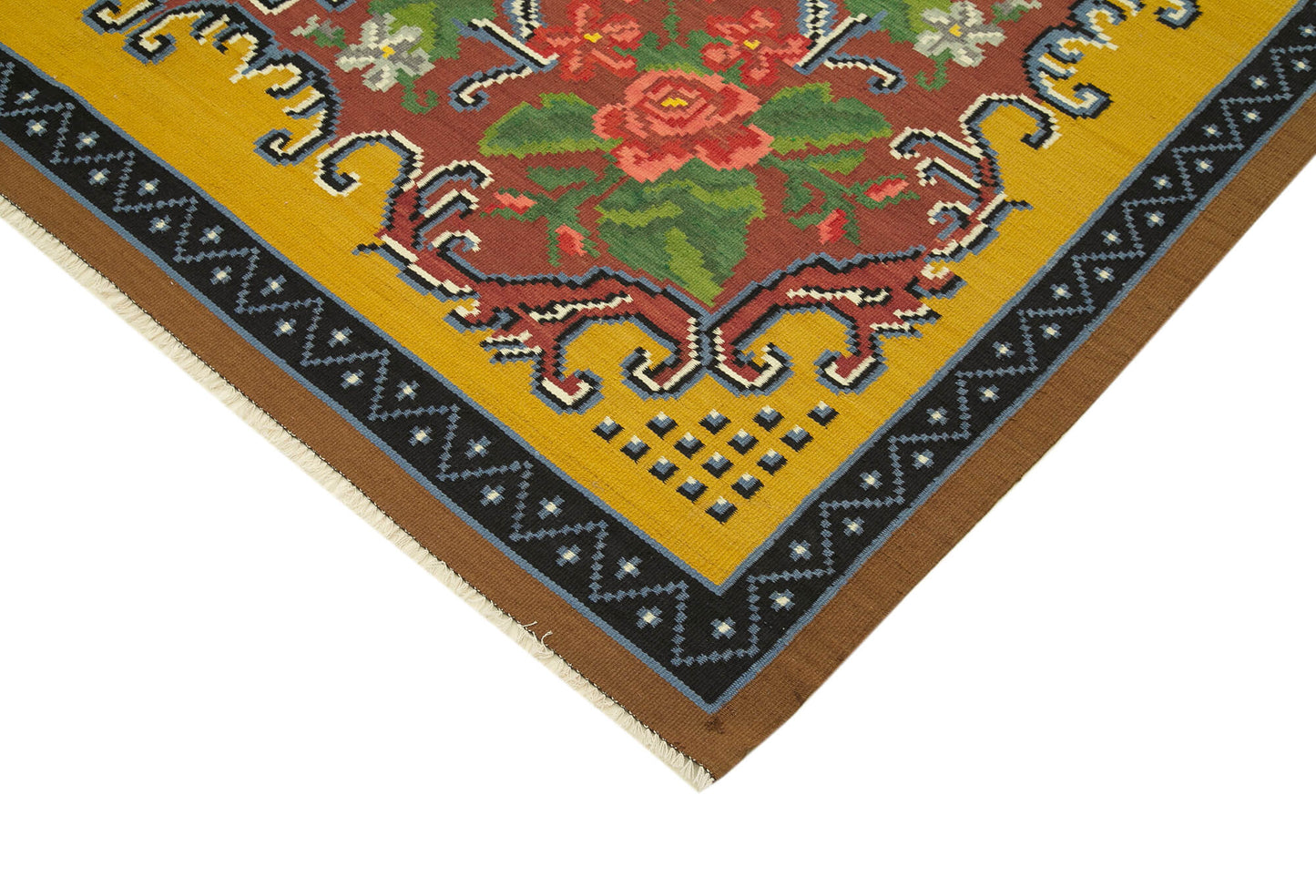 6x10 Yellow Vintage Moldovan Kilim Rug - 23443