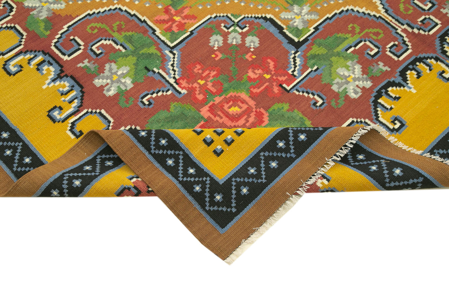 6x10 Yellow Vintage Moldovan Kilim Rug - 23443