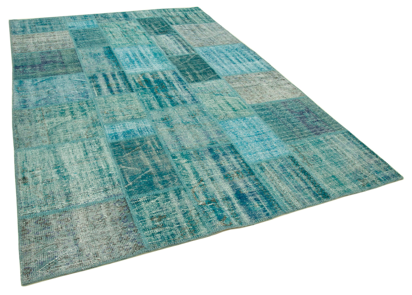 7x10 Turquoise Patchwork Rug - 23931