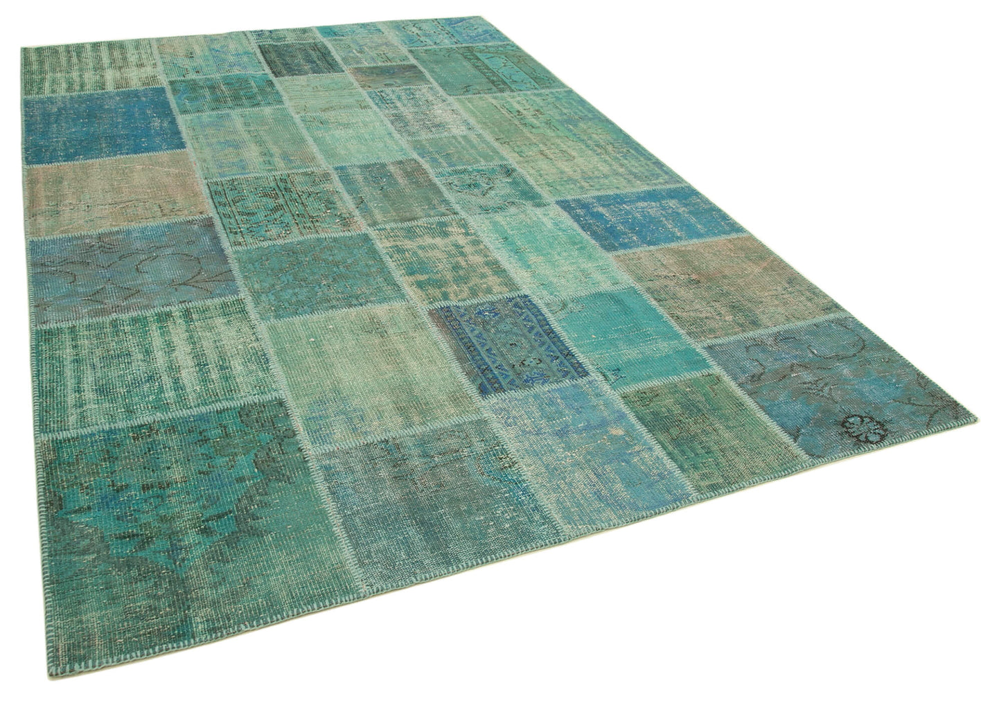 7x10 Turquoise Patchwork Rug - 23932