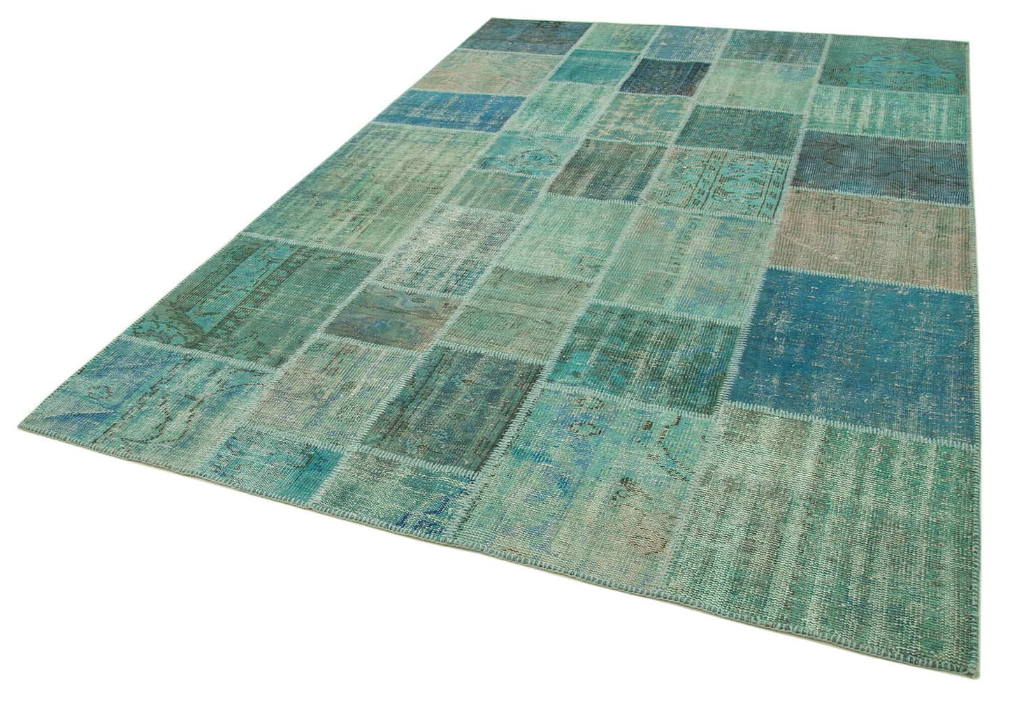 7x10 Turquoise Patchwork Rug - 23932