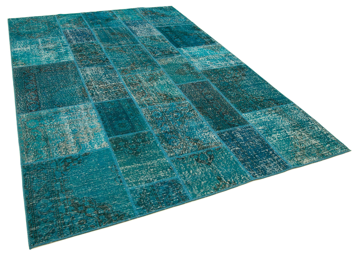 7x10 Turquoise Patchwork Rug - 23953