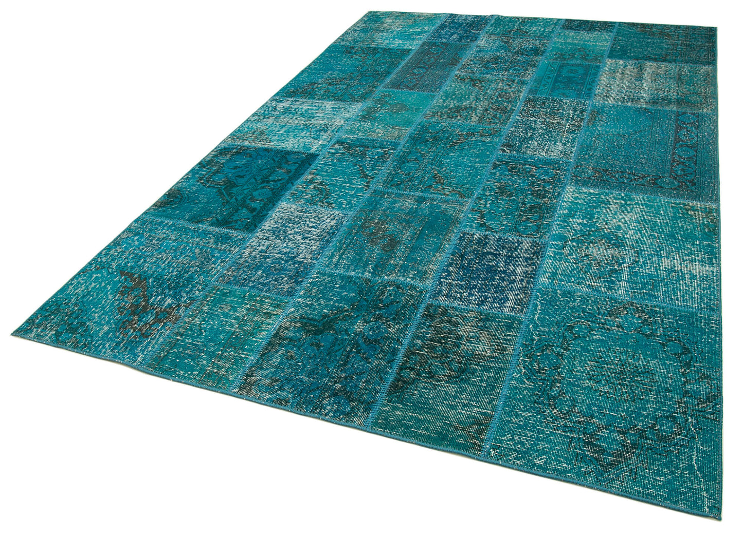7x10 Turquoise Patchwork Rug - 23953
