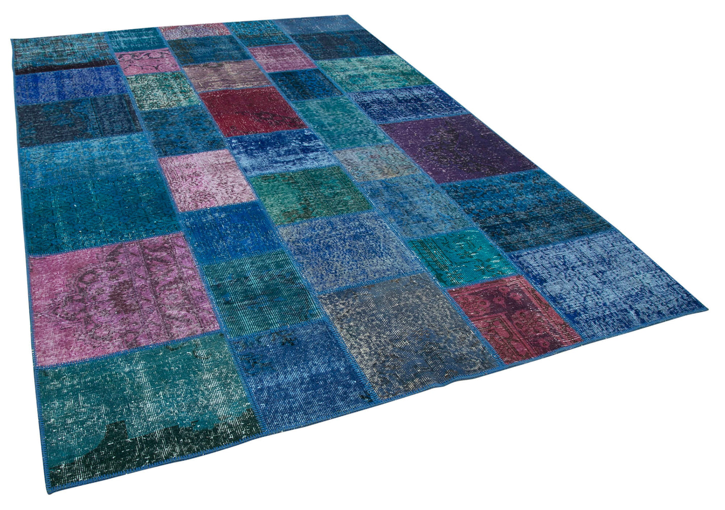 7x10 Blue Patchwork Rug - 24003