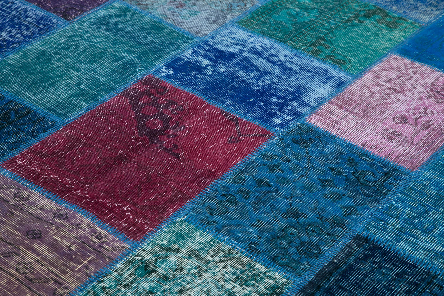 7x10 Blue Patchwork Rug - 24003
