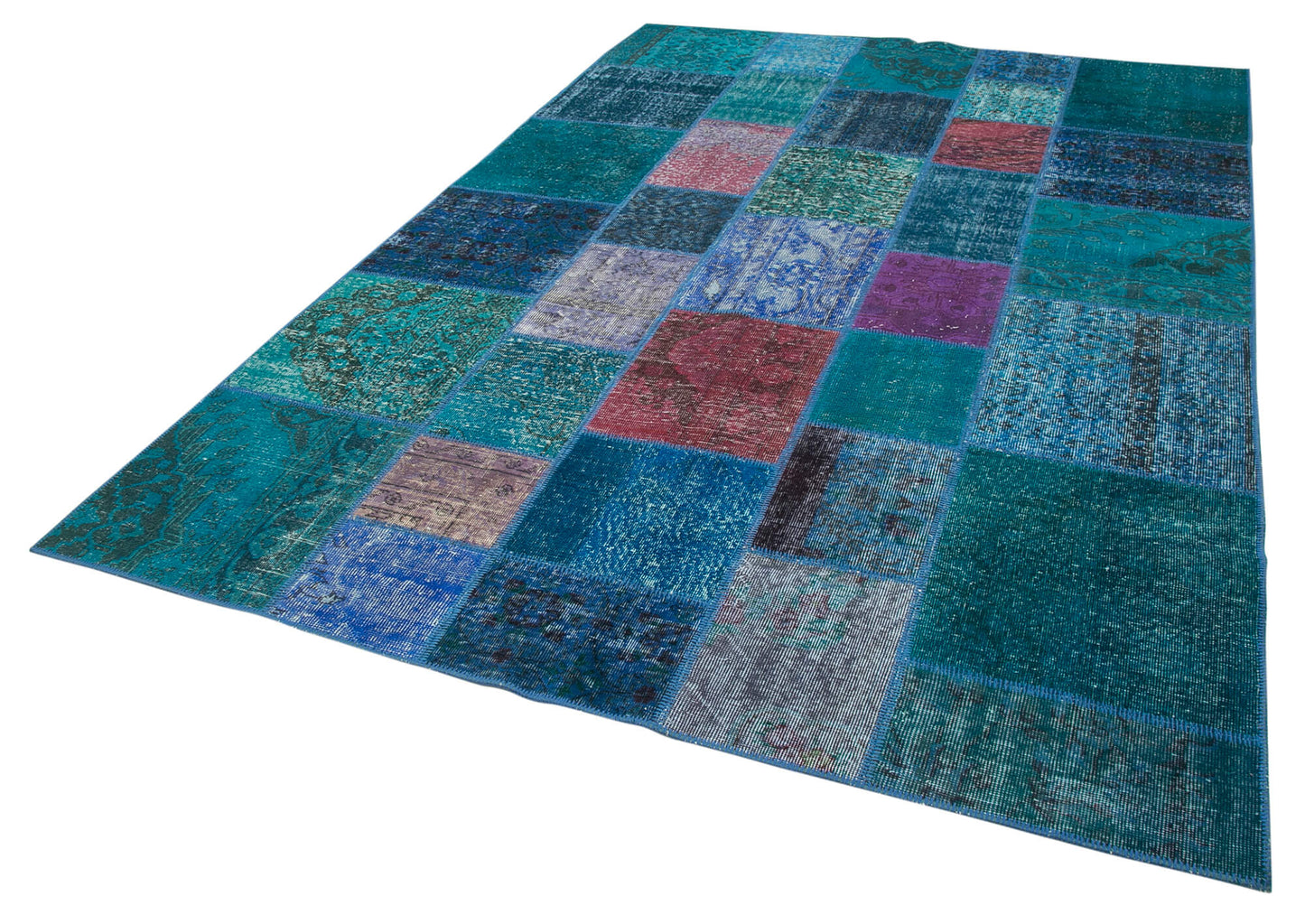 7x10 Turquoise Patchwork Rug - 24011