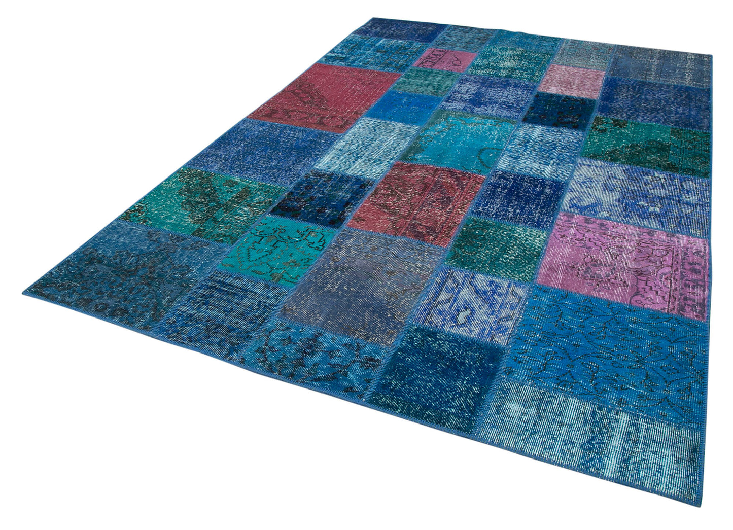 7x10 Blue Patchwork Rug - 24016