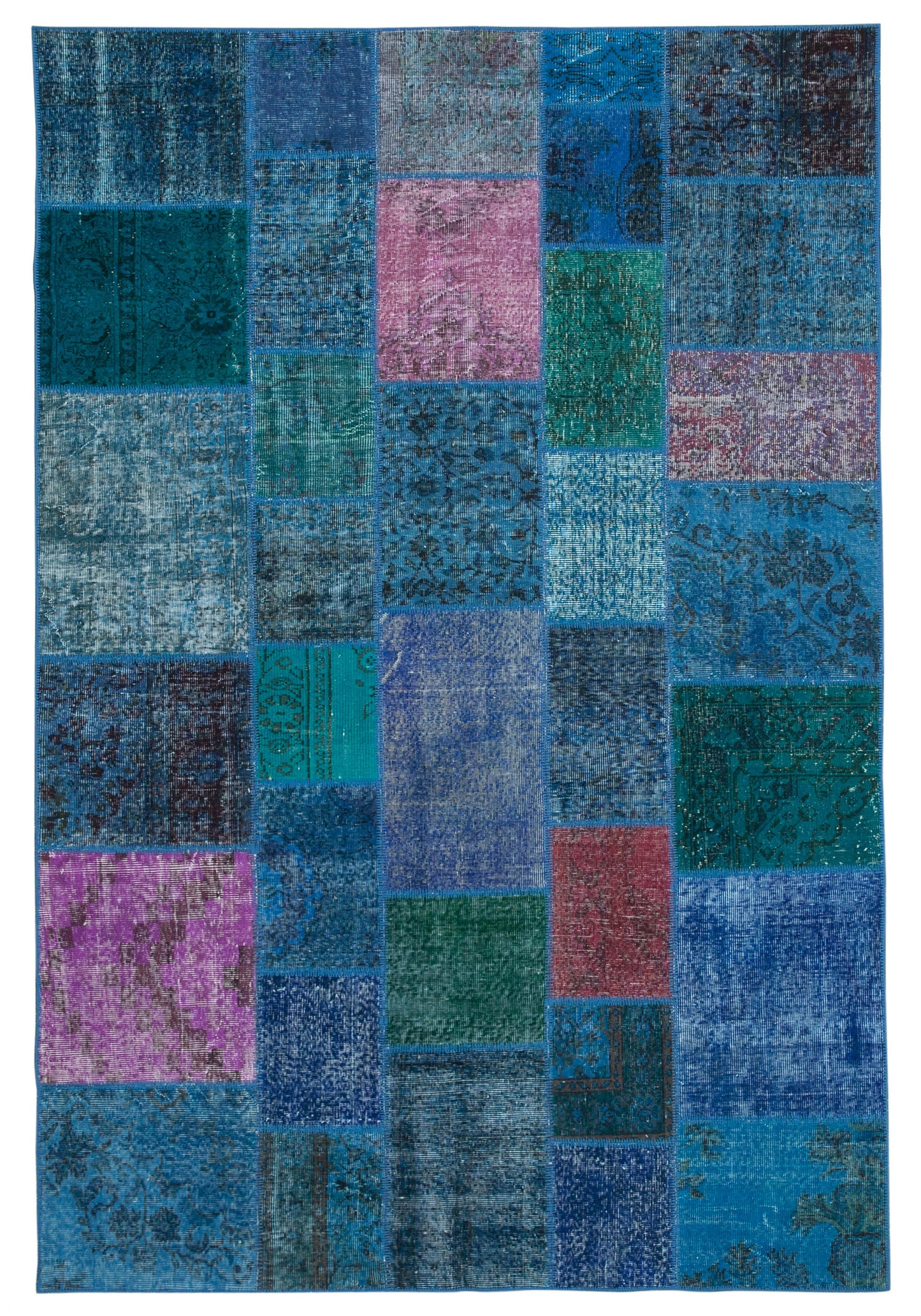 7x10 Blue Patchwork Rug - 24033