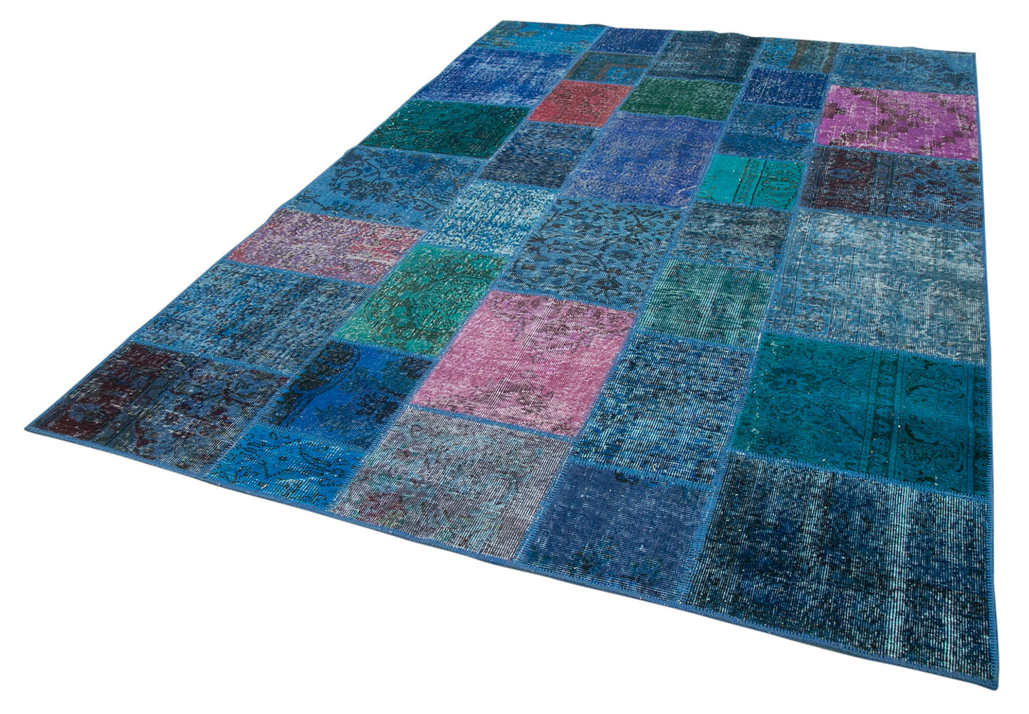 7x10 Blue Patchwork Rug - 24033
