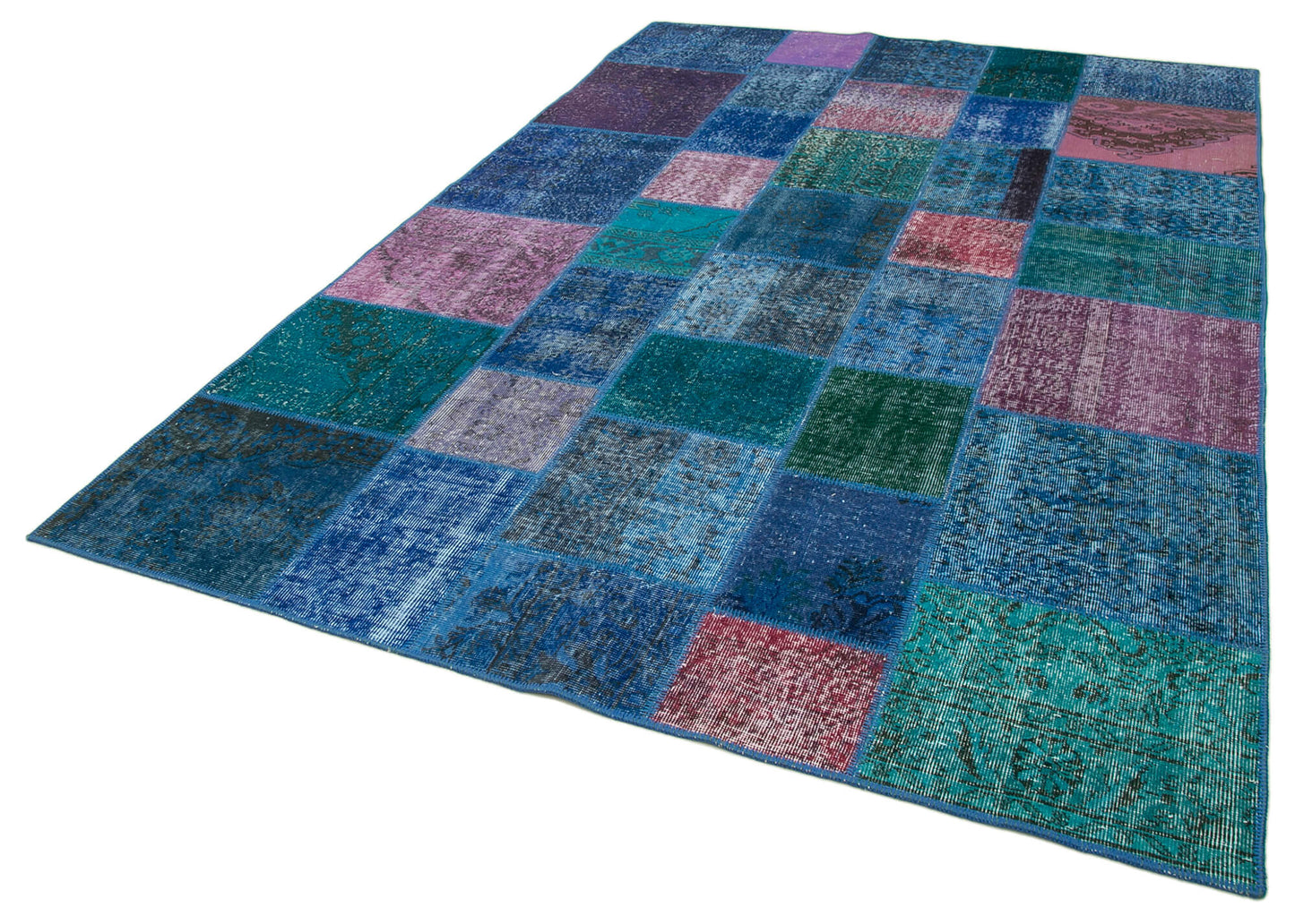 7x10 Blue Patchwork Rug - 24038