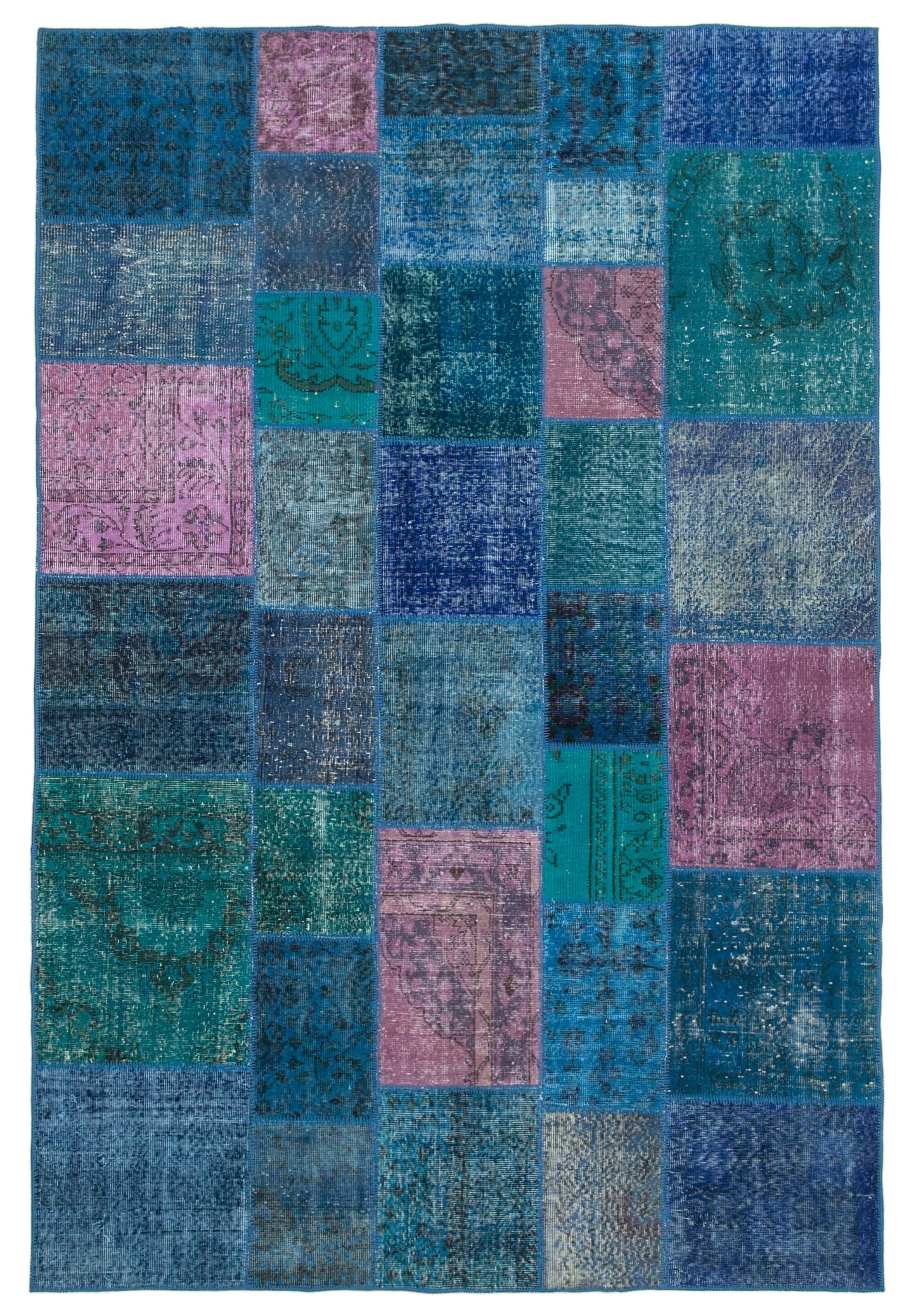 7x10 Blue Patchwork Rug - 24042