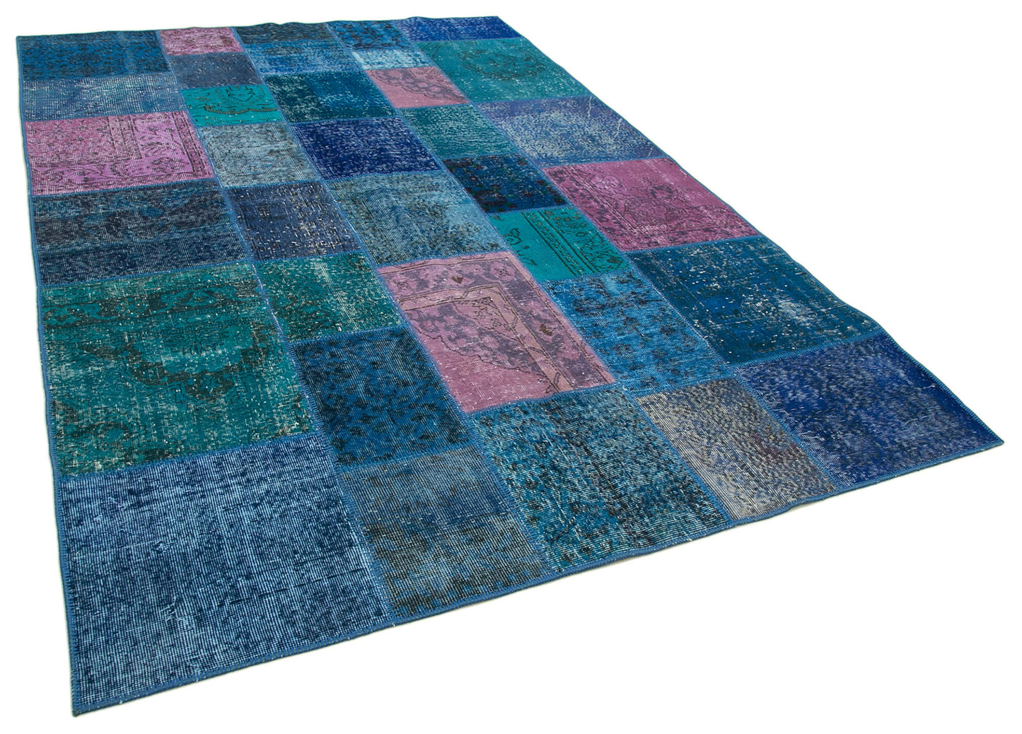 7x10 Blue Patchwork Rug - 24042