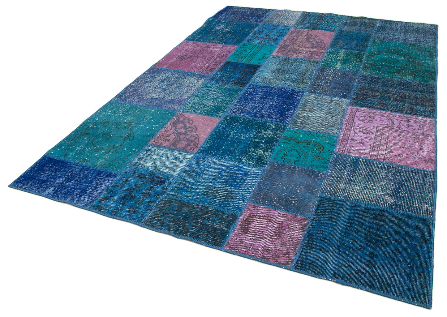 7x10 Blue Patchwork Rug - 24042