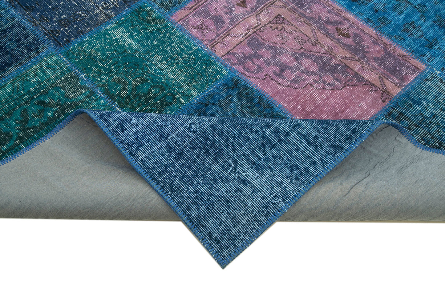 7x10 Blue Patchwork Rug - 24042