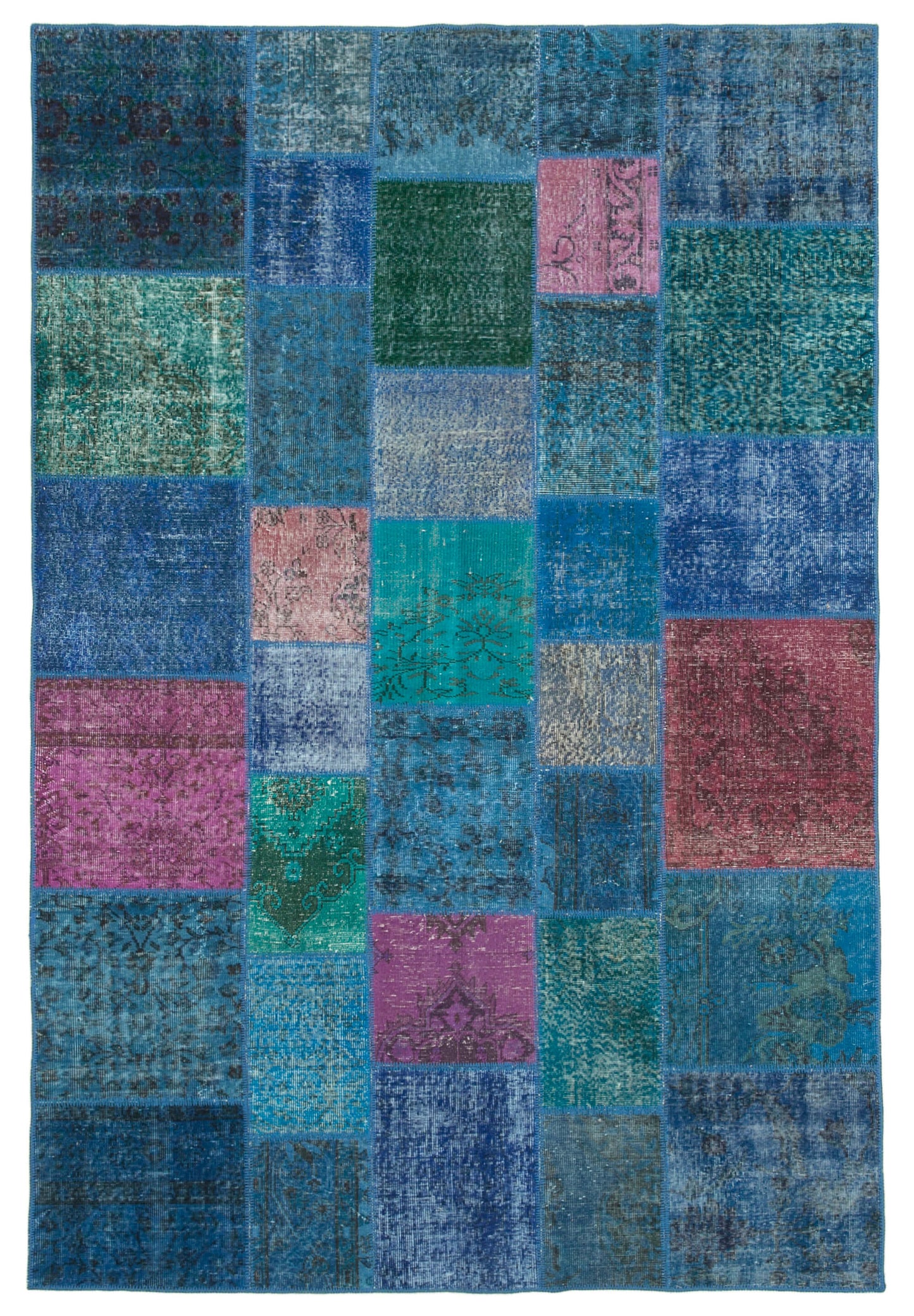 7x10 Blue Patchwork Rug - 24046
