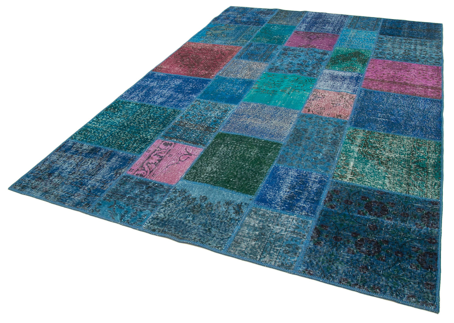 7x10 Blue Patchwork Rug - 24046