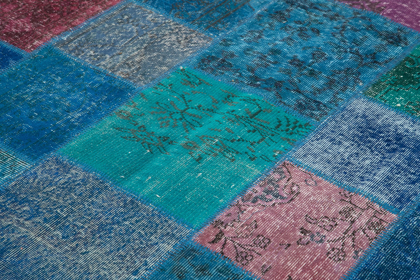 7x10 Blue Patchwork Rug - 24046