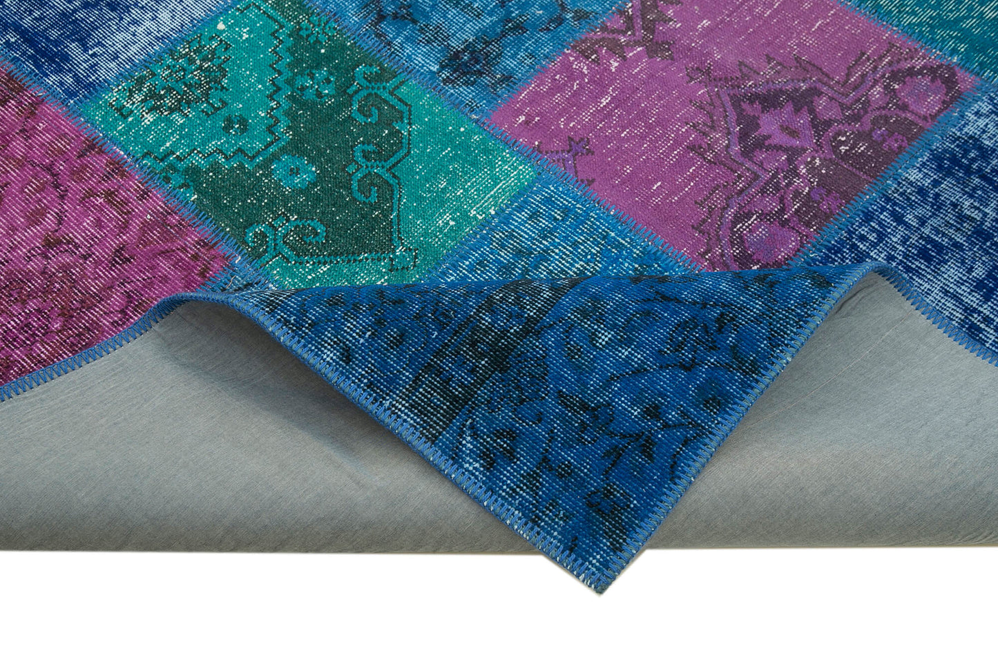 7x10 Blue Patchwork Rug - 24046