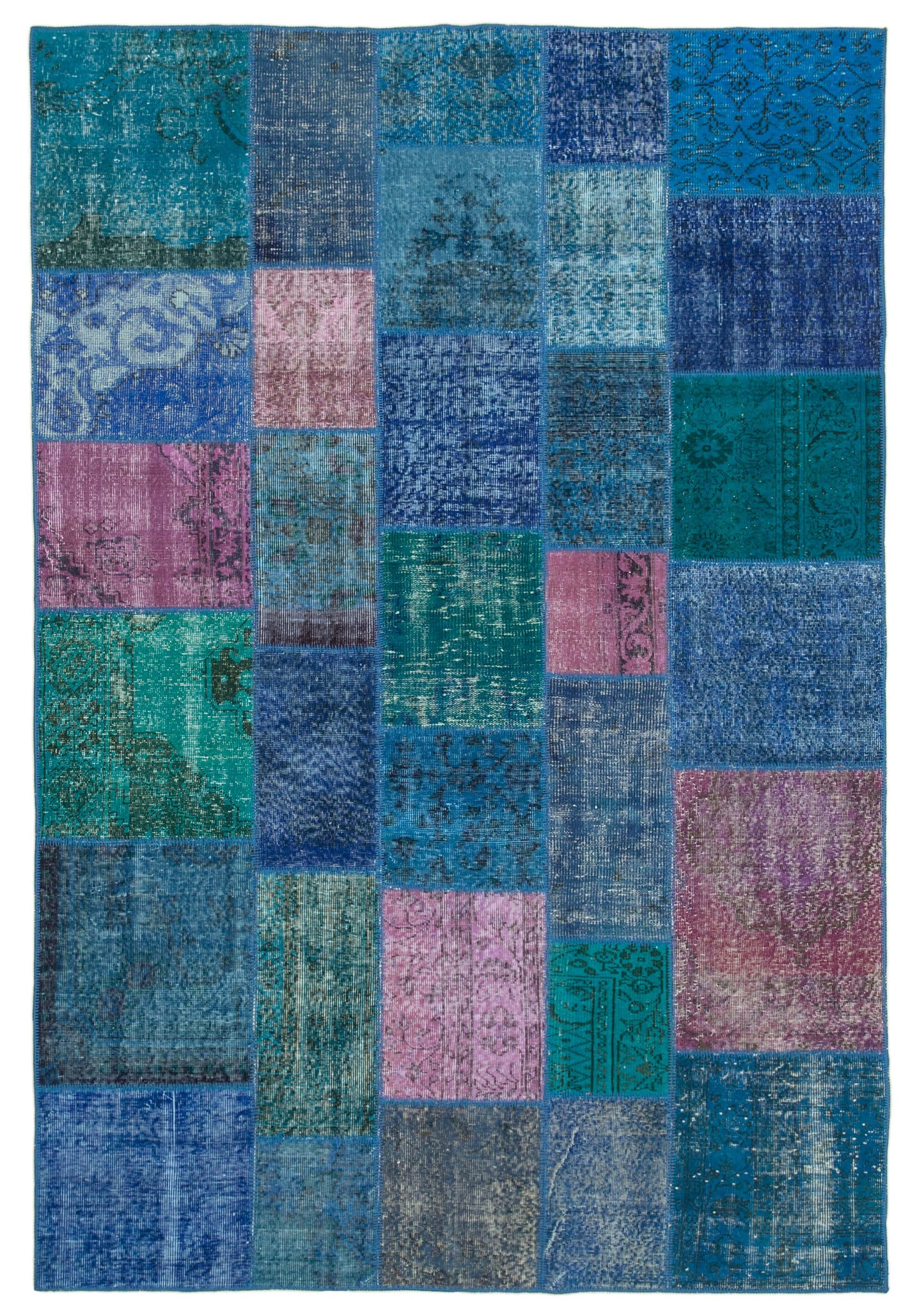 7x10 Blue Patchwork Rug - 24050