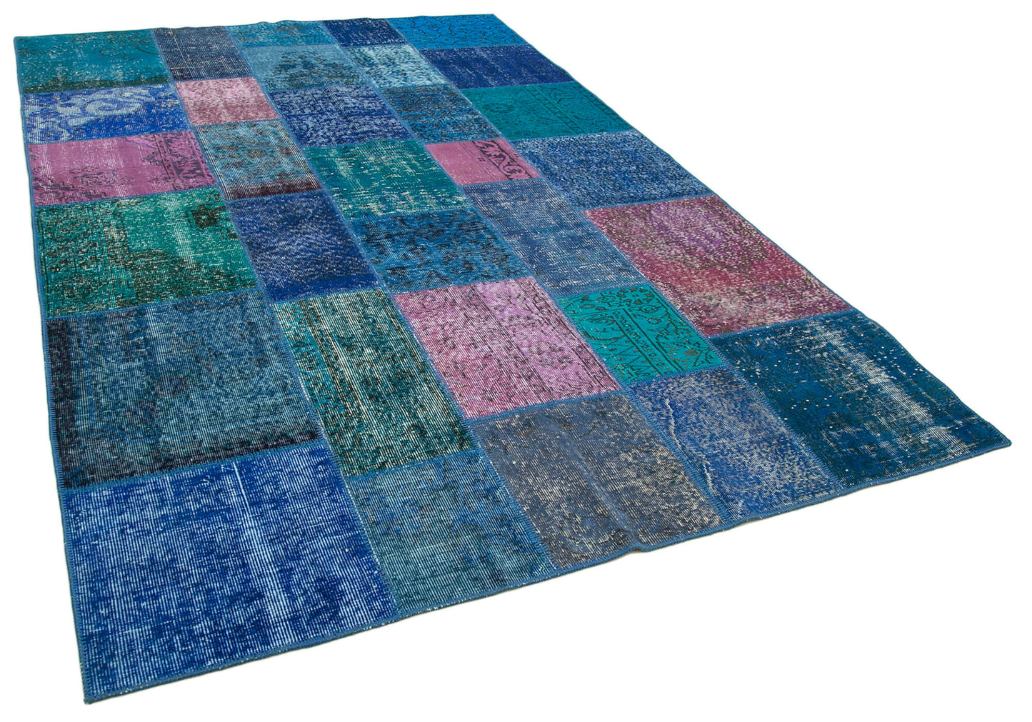 7x10 Blue Patchwork Rug - 24050