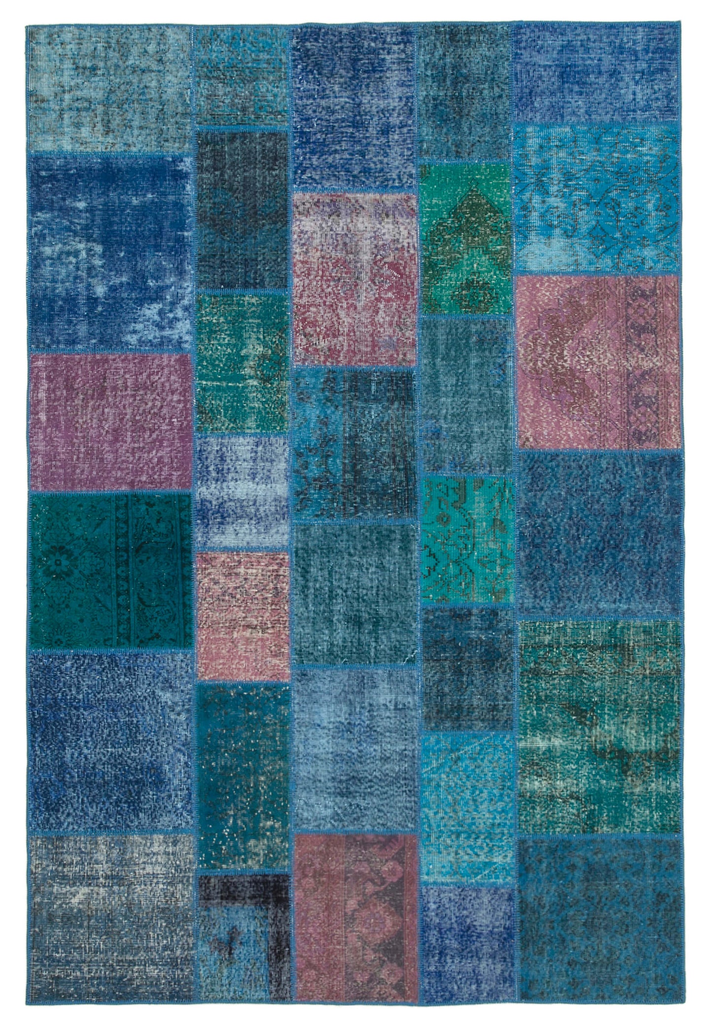 7x10 Blue Patchwork Rug - 24055