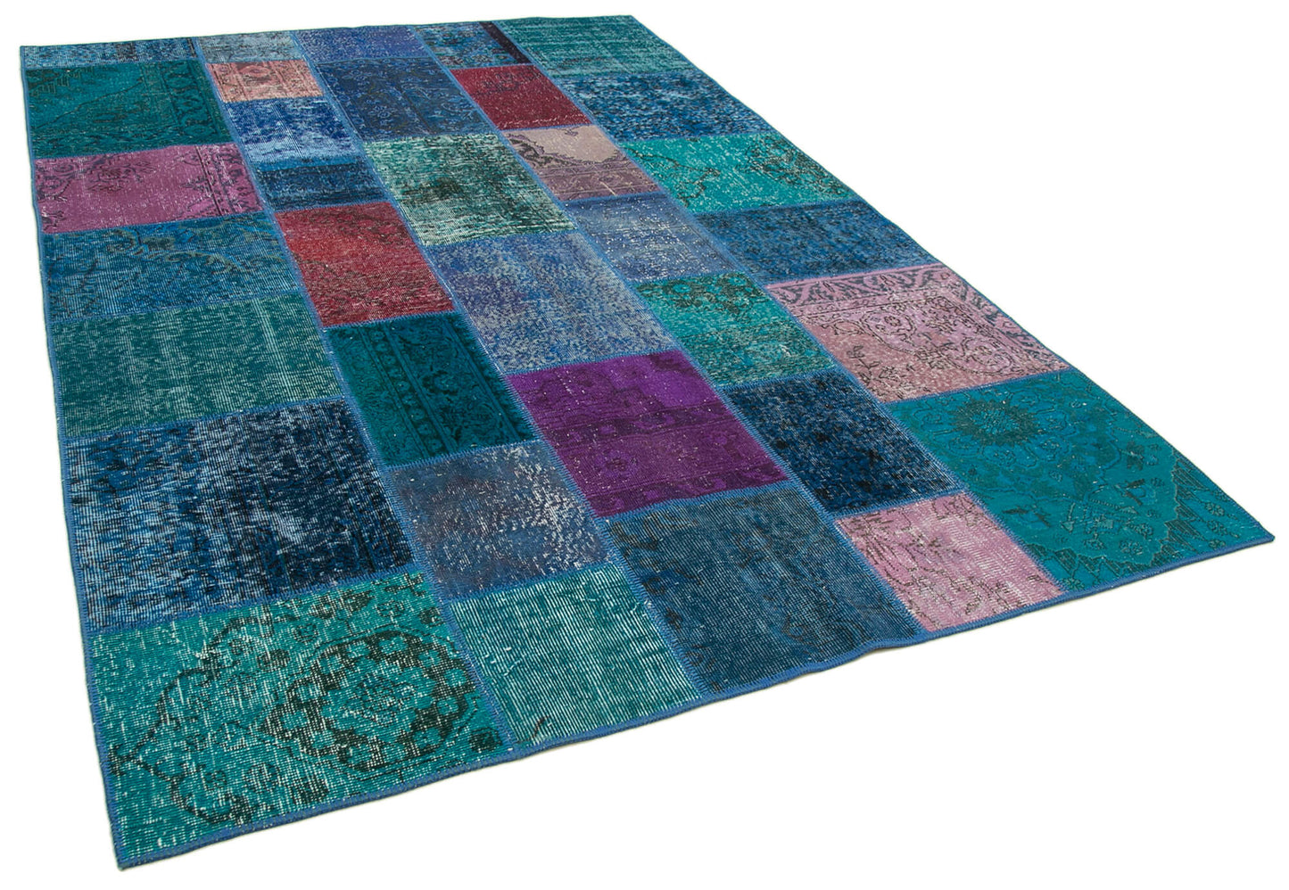 7x10 Blue Patchwork Rug - 24059