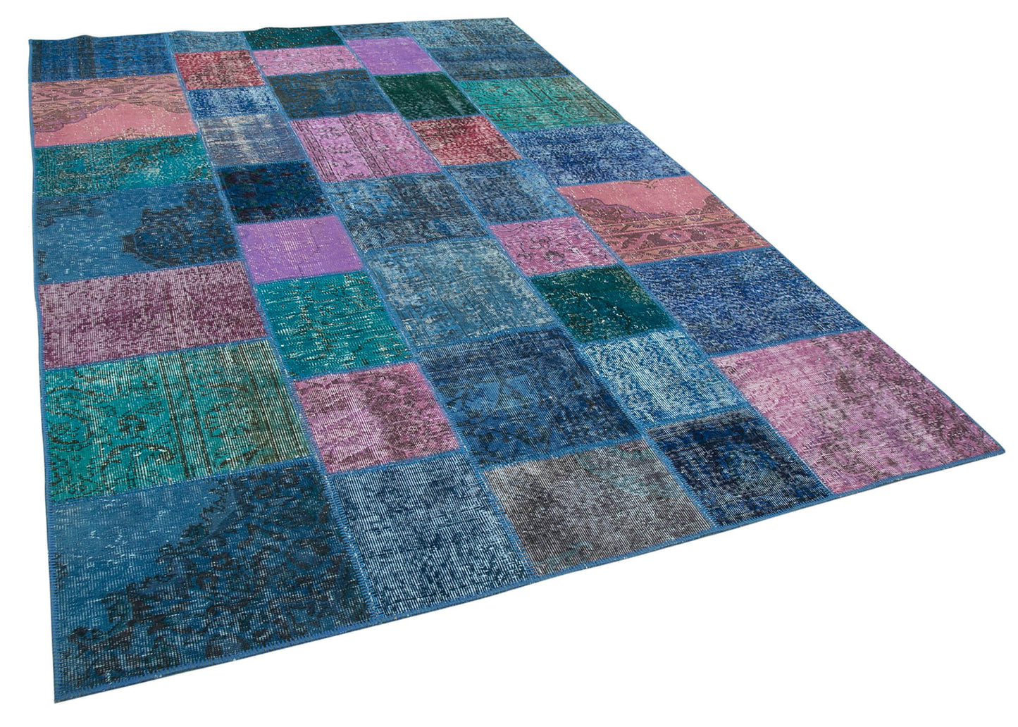 7x10 Blue Patchwork Rug - 24062