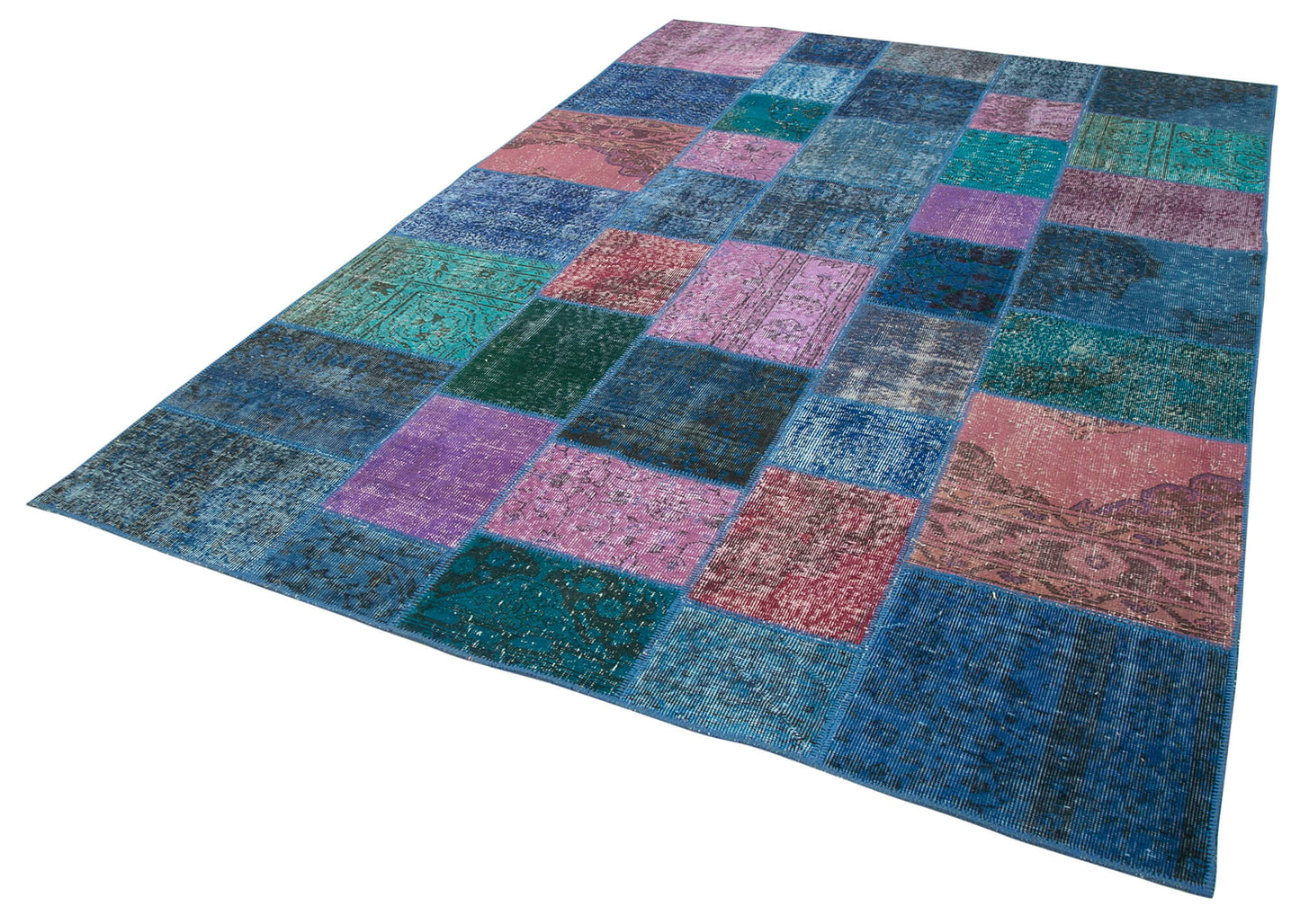 7x10 Blue Patchwork Rug - 24062