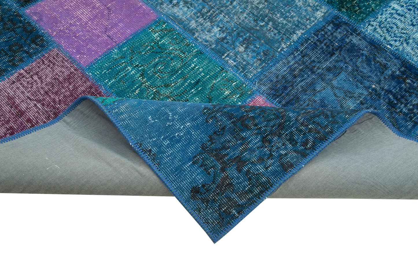 7x10 Blue Patchwork Rug - 24062