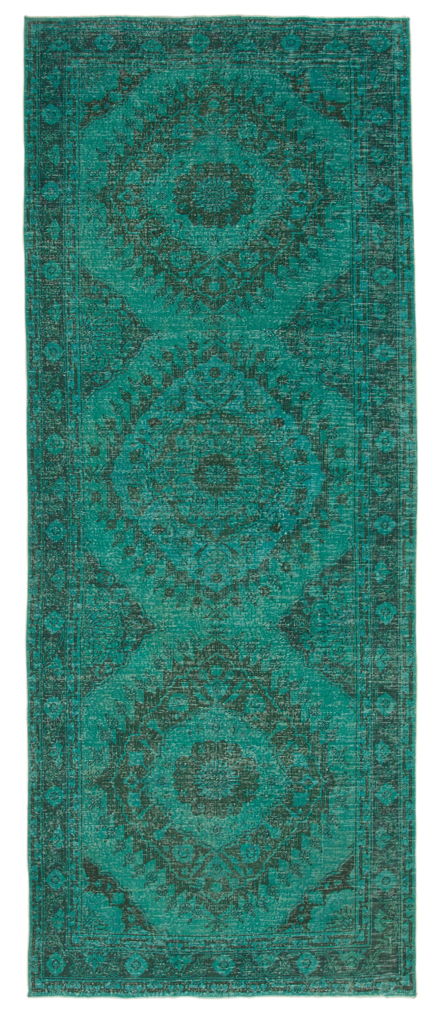 5x12 Turquoise Turkish Over Dyed Runner Rug - 24223