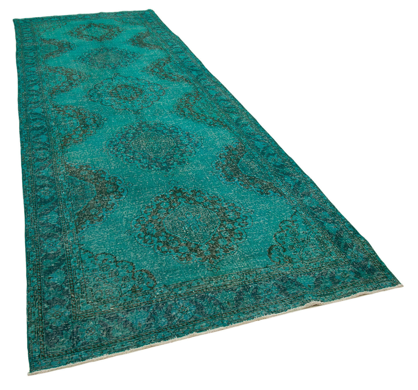 5x13 Turquoise Turkish Over Dyed Runner Rug - 24225