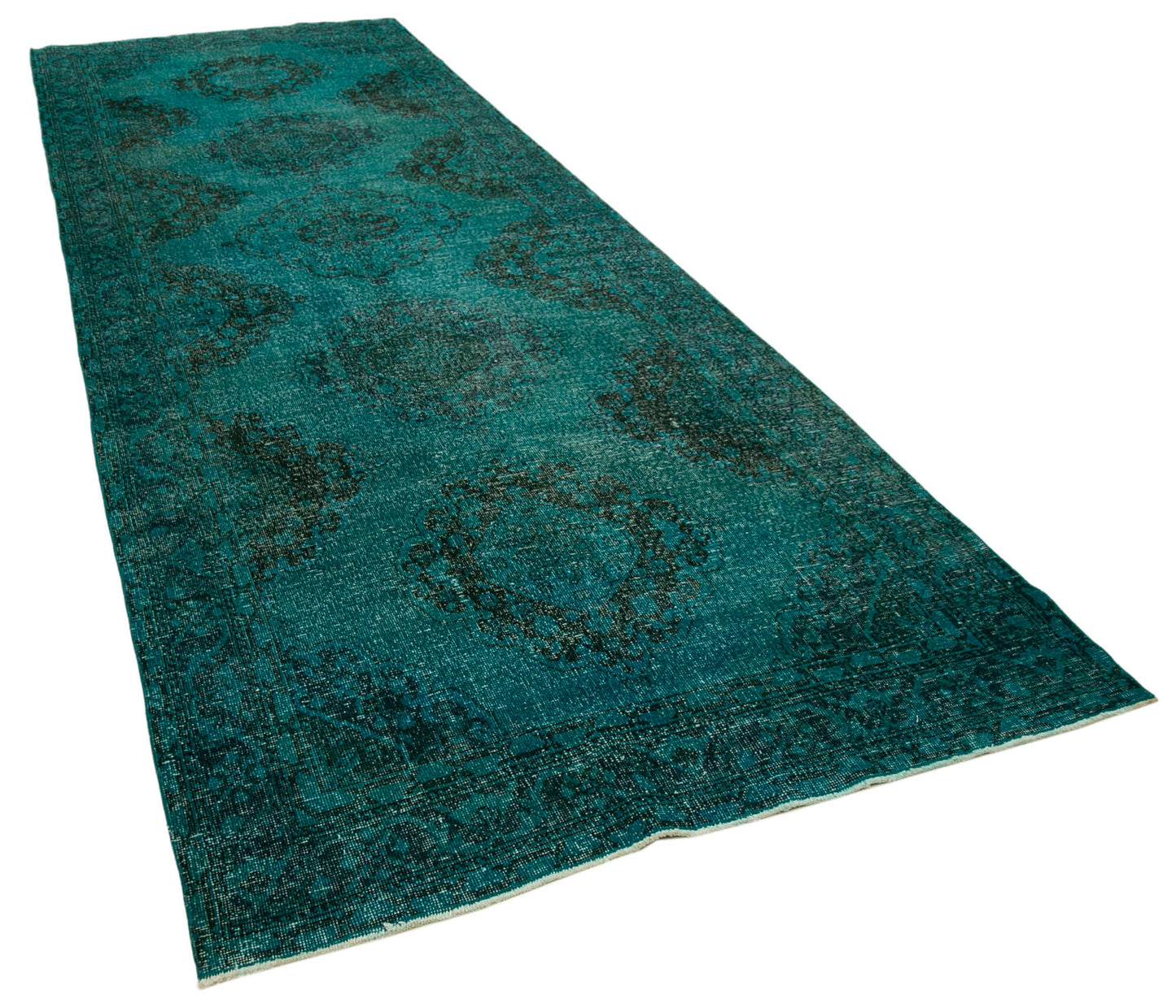 5x13 Turquoise Turkish Over Dyed Runner Rug - 24230