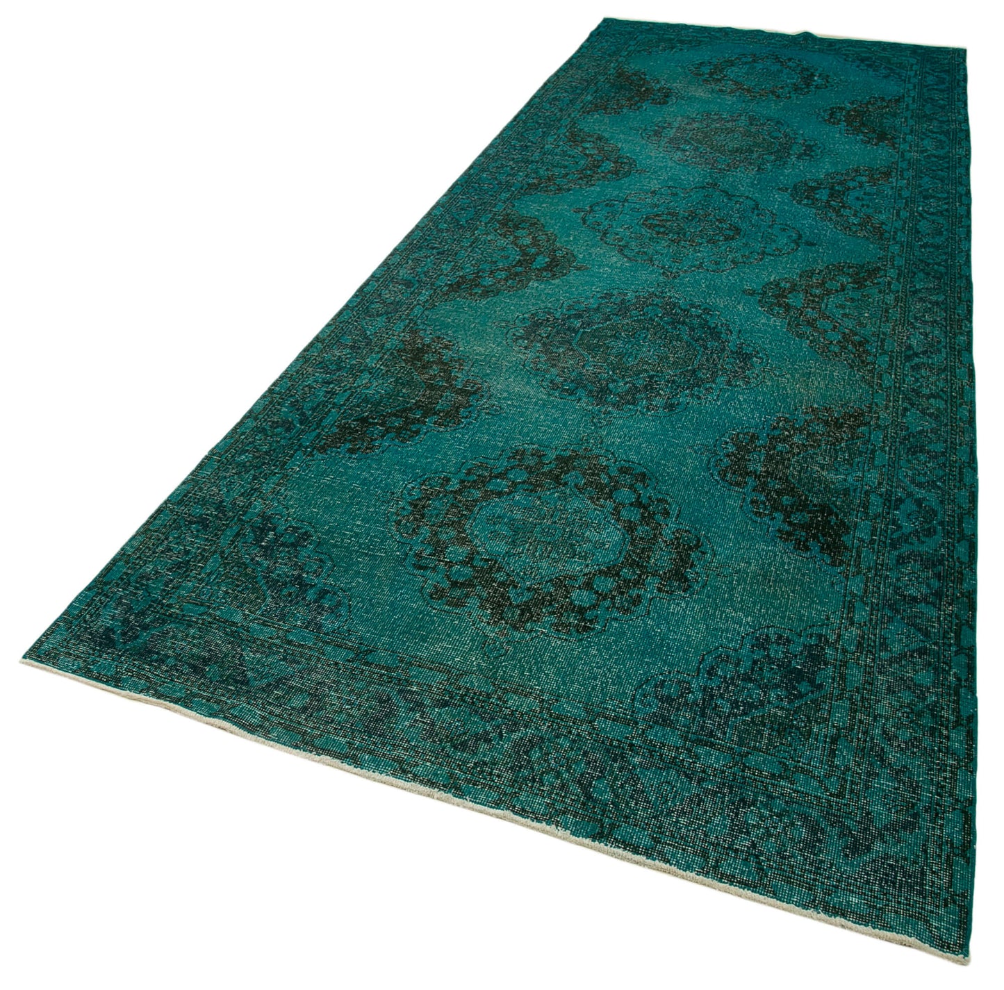 5x13 Turquoise Turkish Over Dyed Runner Rug - 24230