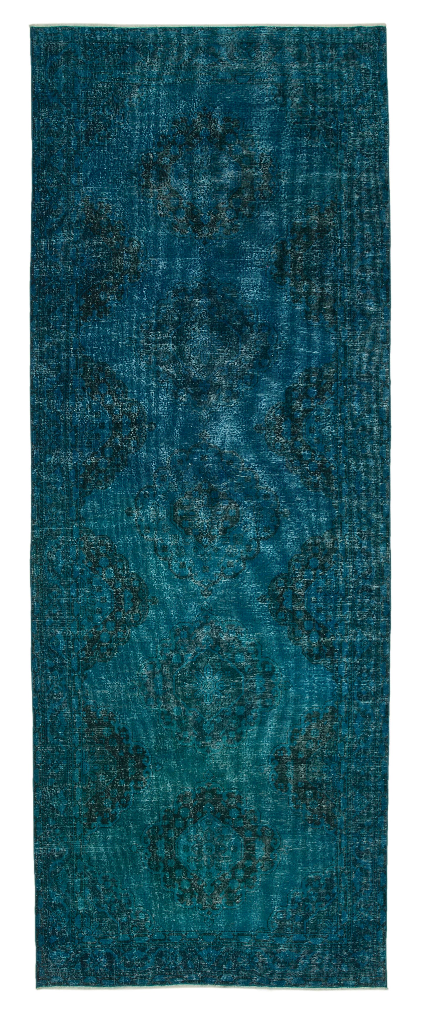 5x13 Turquoise Turkish Over Dyed Runner Rug - 24236