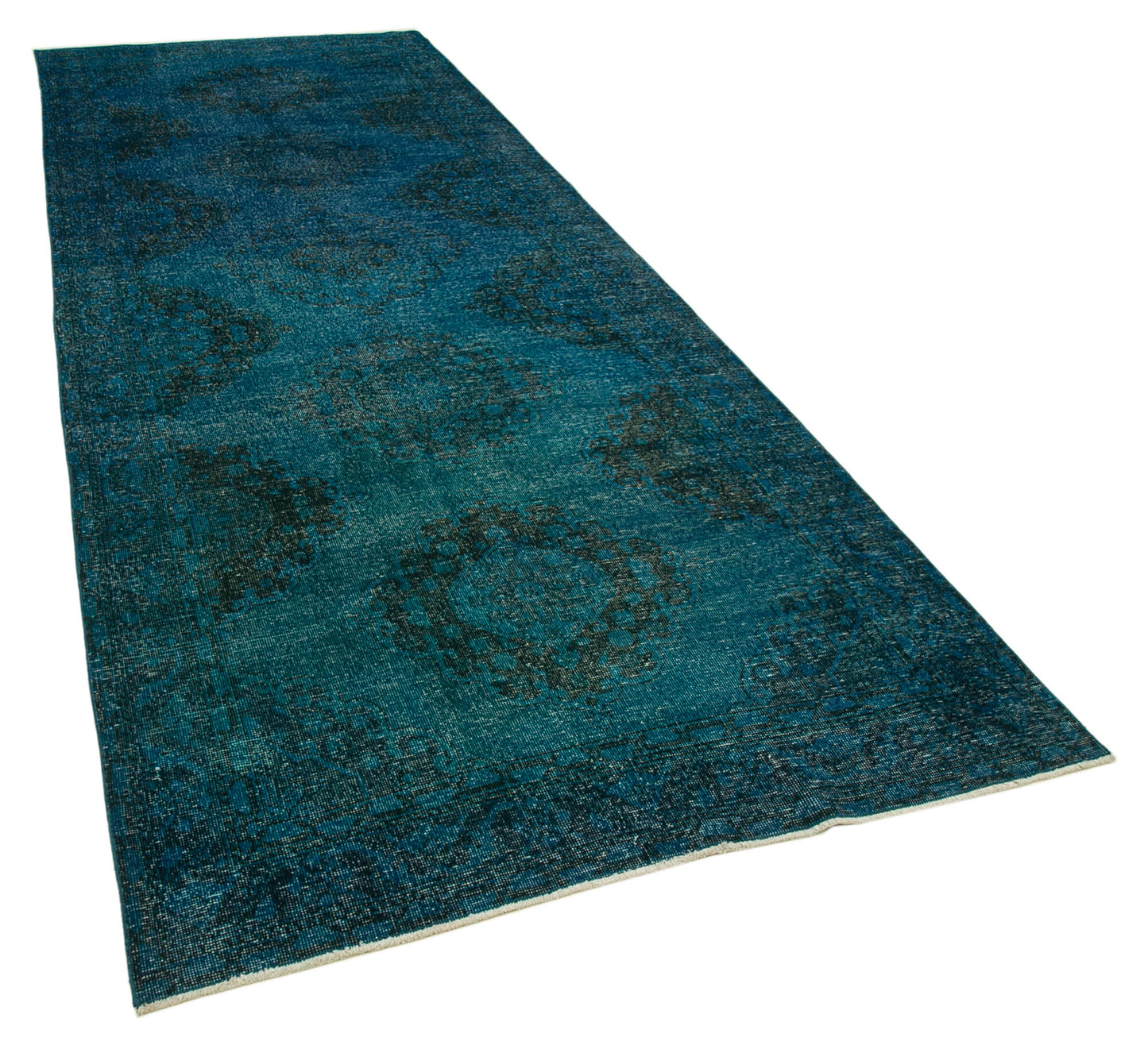 5x13 Turquoise Turkish Over Dyed Runner Rug - 24236