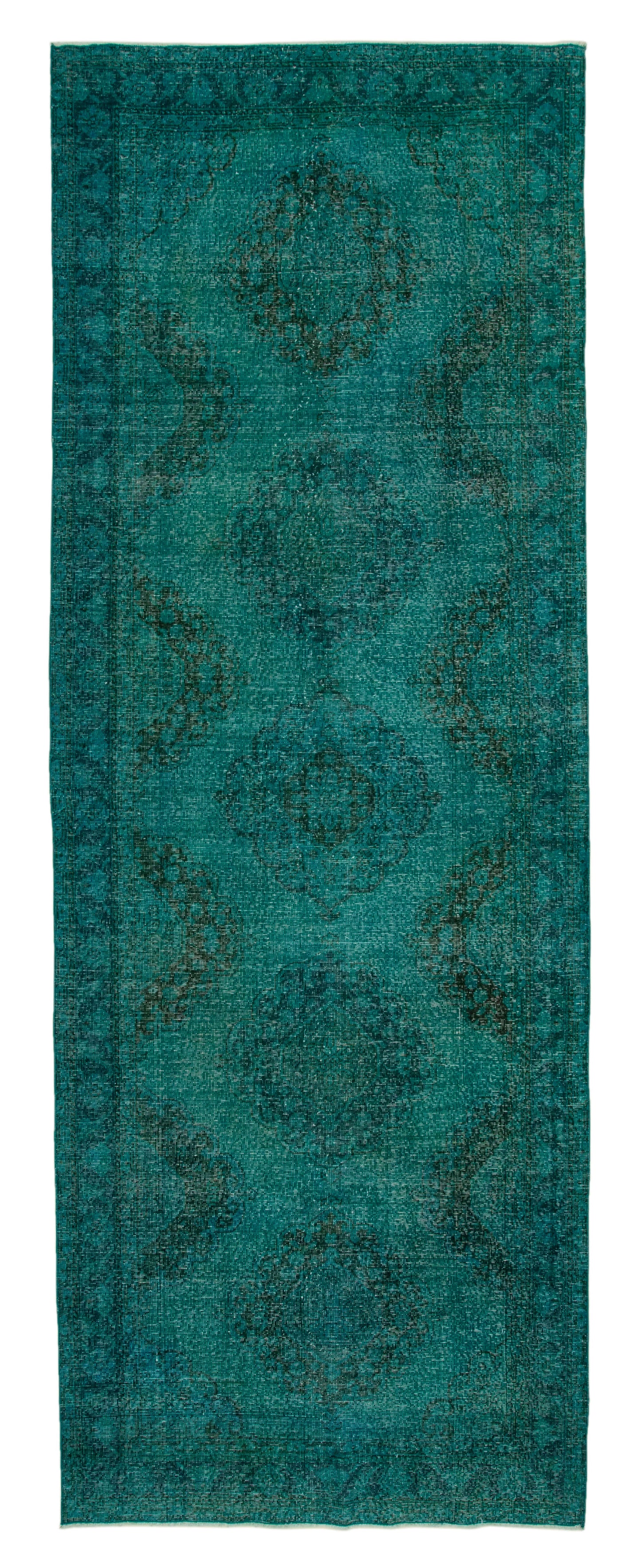 5x13 Turquoise Turkish Over Dyed Runner Rug - 24237