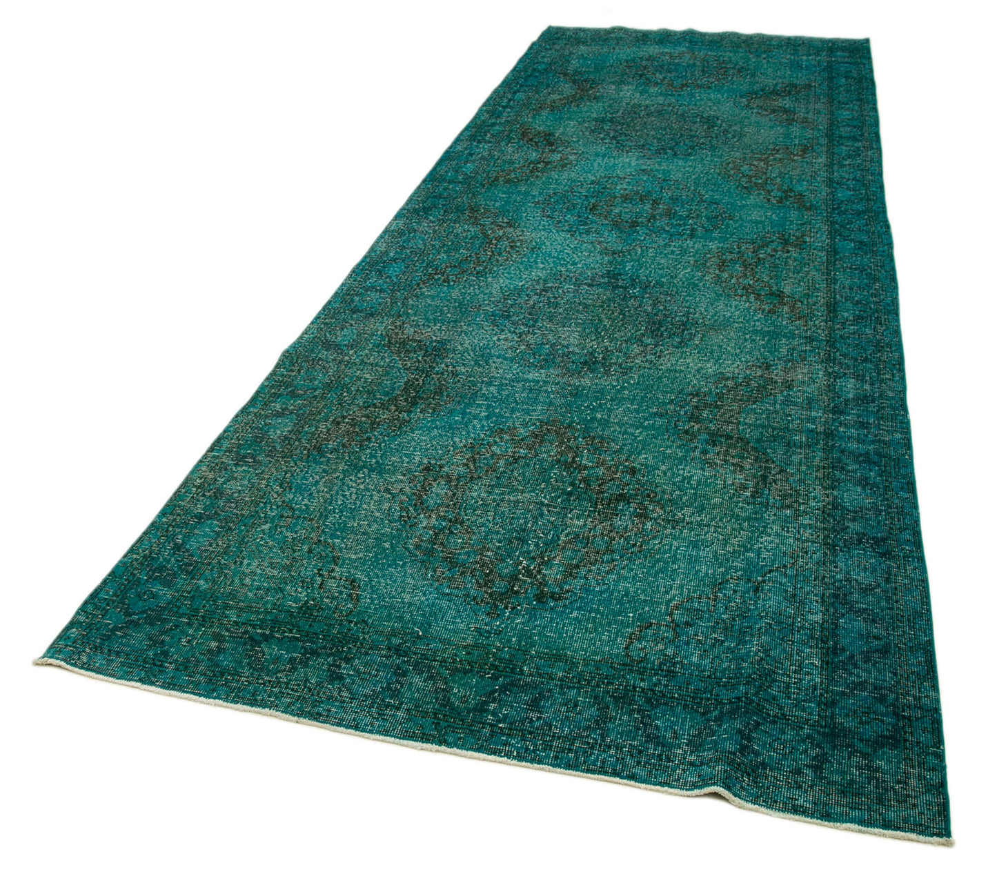 5x13 Turquoise Turkish Over Dyed Runner Rug - 24237