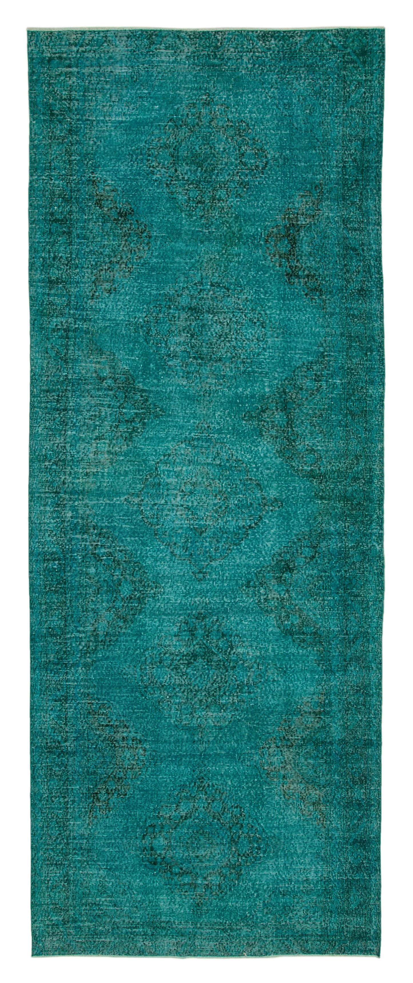 5x13 Turquoise Turkish Over Dyed Runner Rug - 24246