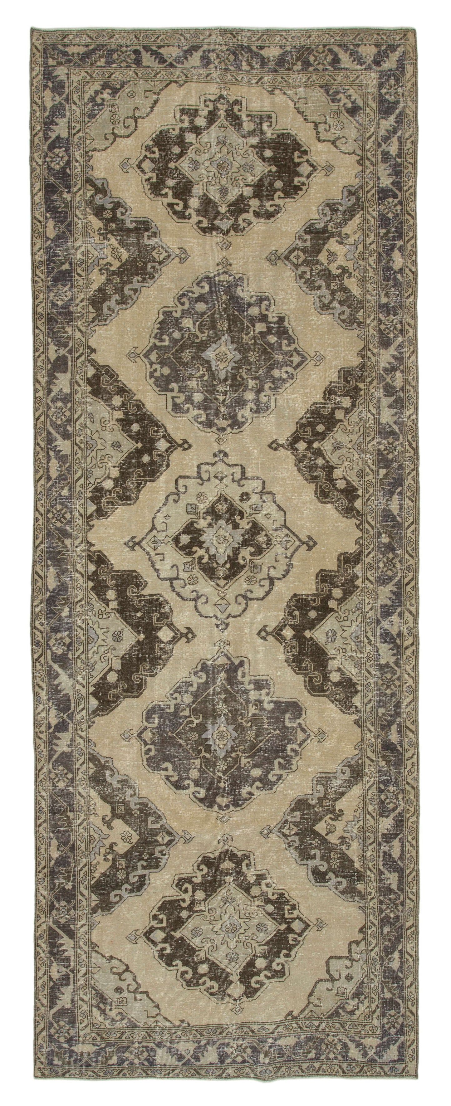 5x13 Beige Turkish Vintage Runner Rug - 24249