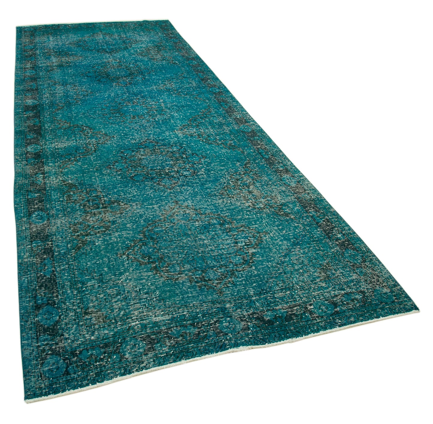 5x12 Turquoise Turkish Over Dyed Runner Rug - 24278