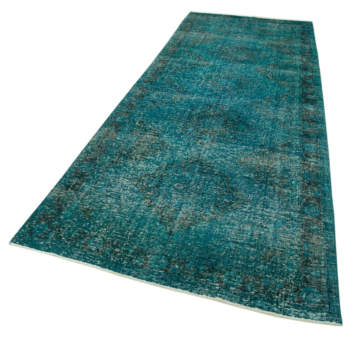 5x12 Turquoise Turkish Over Dyed Runner Rug - 24278