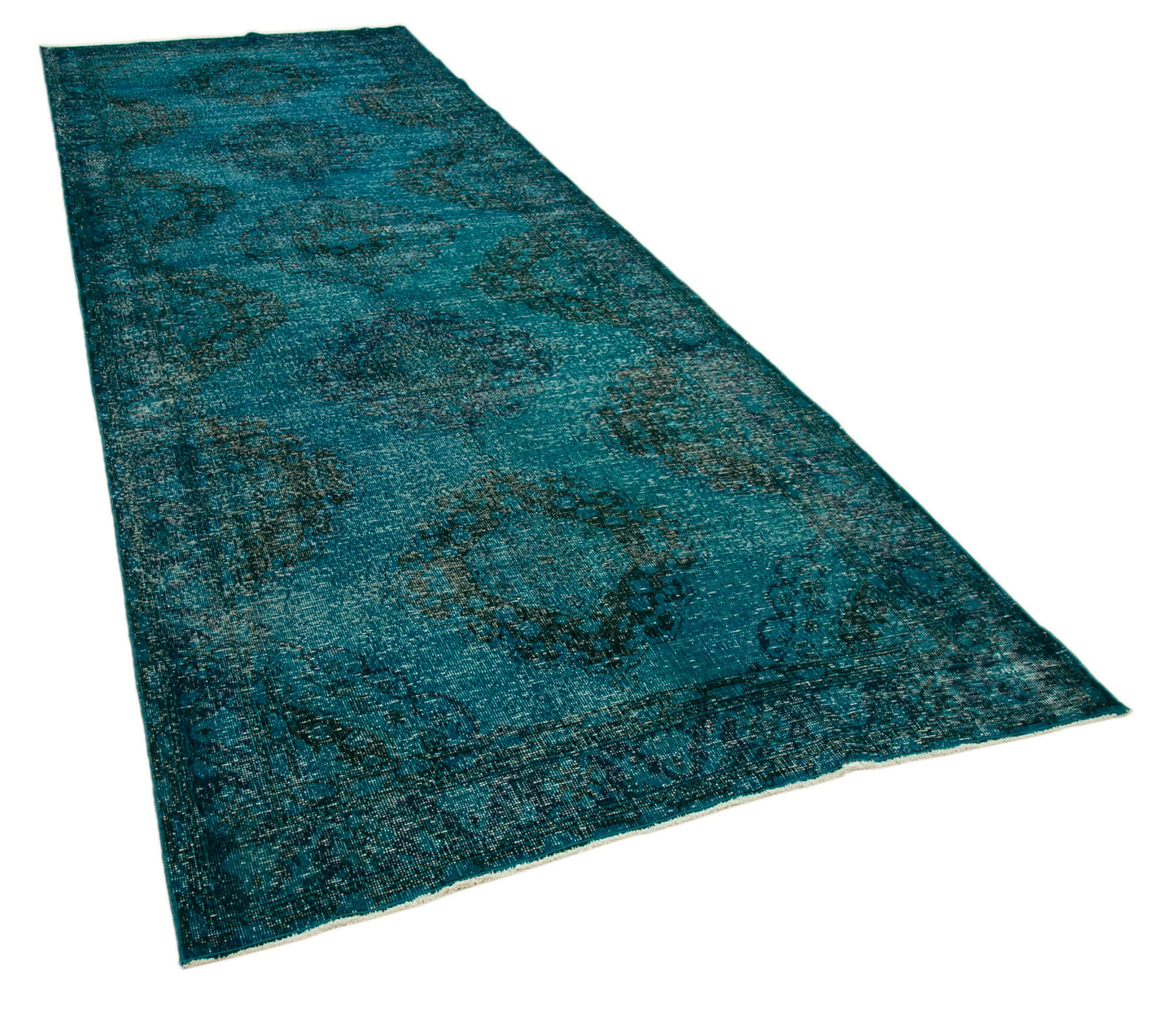 5x13 Turquoise Turkish Over Dyed Runner Rug - 24283