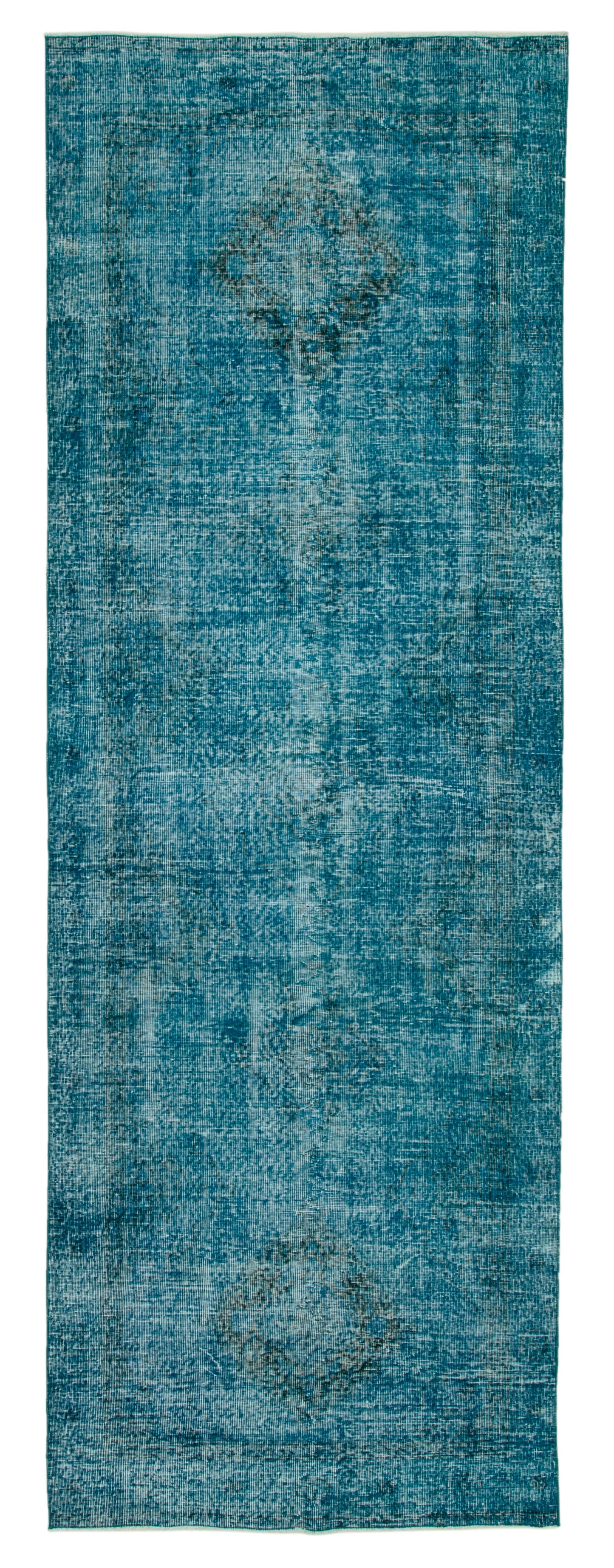 4x12 Turquoise Turkish Over Dyed Runner Rug - 24284