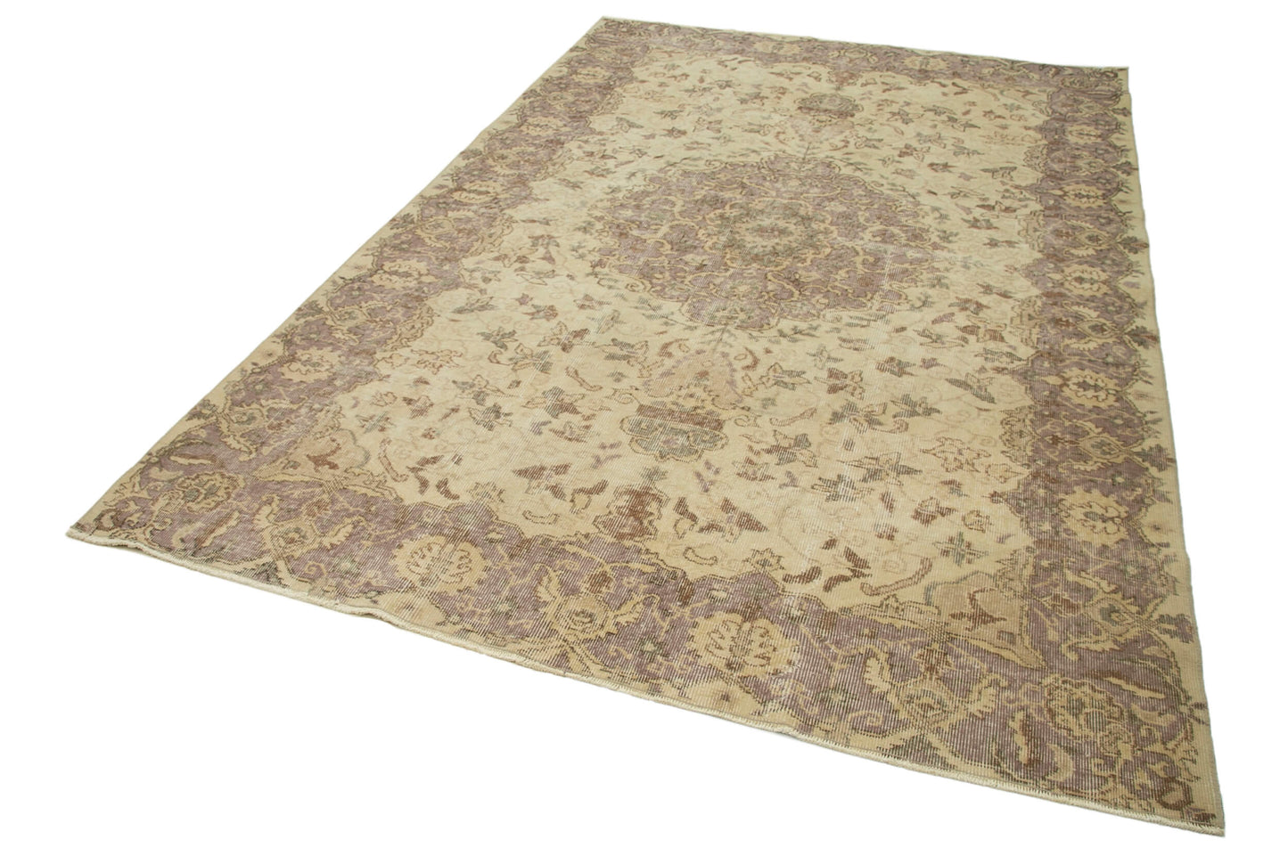 6x9 Beige Turkish Vintage Area Rug - 24906