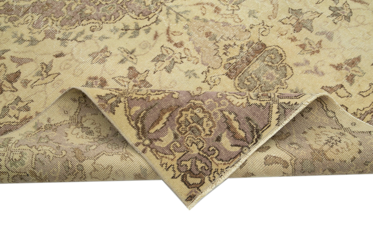 6x9 Beige Turkish Vintage Area Rug - 24906