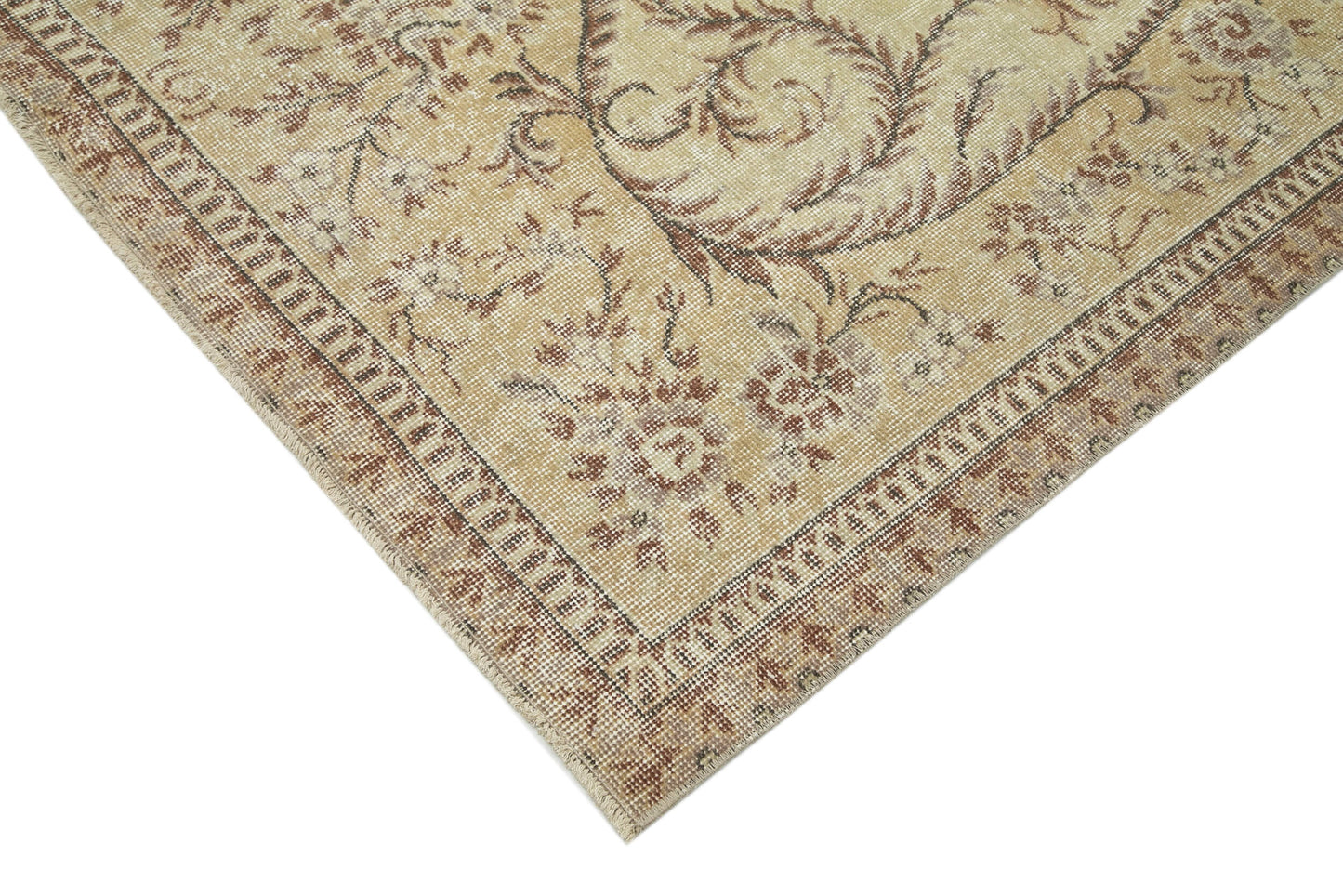5x8 Beige Turkish Vintage Area Rug - 24927